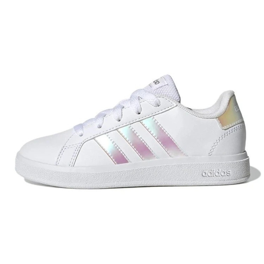 Adidas Grand Court 2.0 White Pink Iridescent GY2326 Childrens Size 7 New